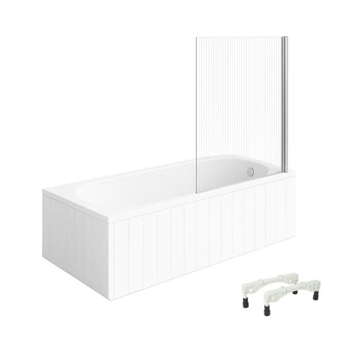 Baignoire droite avec pieds 160 x 70 cm VILLEROY & BOCH O.Novo + Pare bain droite AURYS Raywall chromé