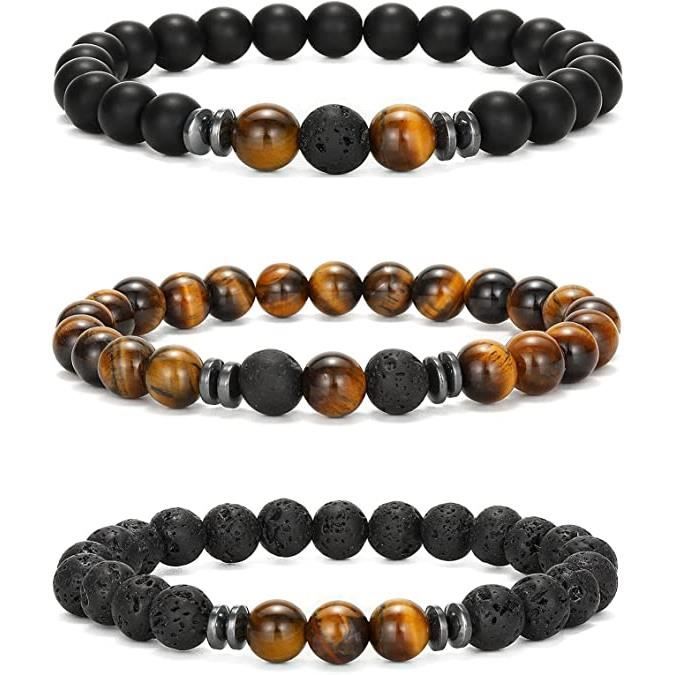 3 pièces bracelet de perles pour hommes femmes -bracelet en pierre naturelle -mode elatics bracelet