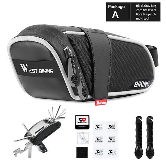 Sacoche De Selle Vélo étanche 1L - Noire Réfléchissante, Sous La Selle, Pour VTT & Ville