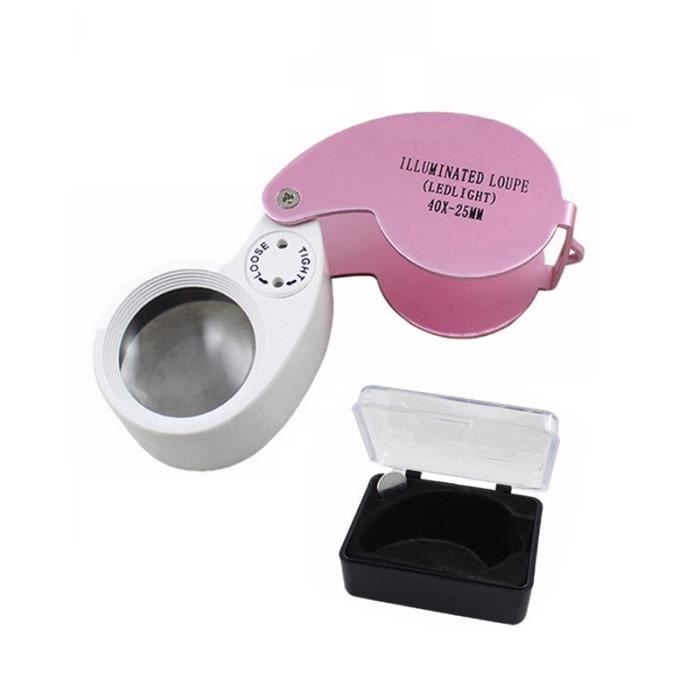 Loupe de Bijoutier Portable à Haute Transmission, Loupe LED 40X avec Coque en Alliage D'aluminium pour Personnes âgées (Noir Loupe de Bijoutier Portable à Haute Transmission, Loupe LED 40X avec Coque en Alliage D'aluminium pour Personnes âgées (Noir