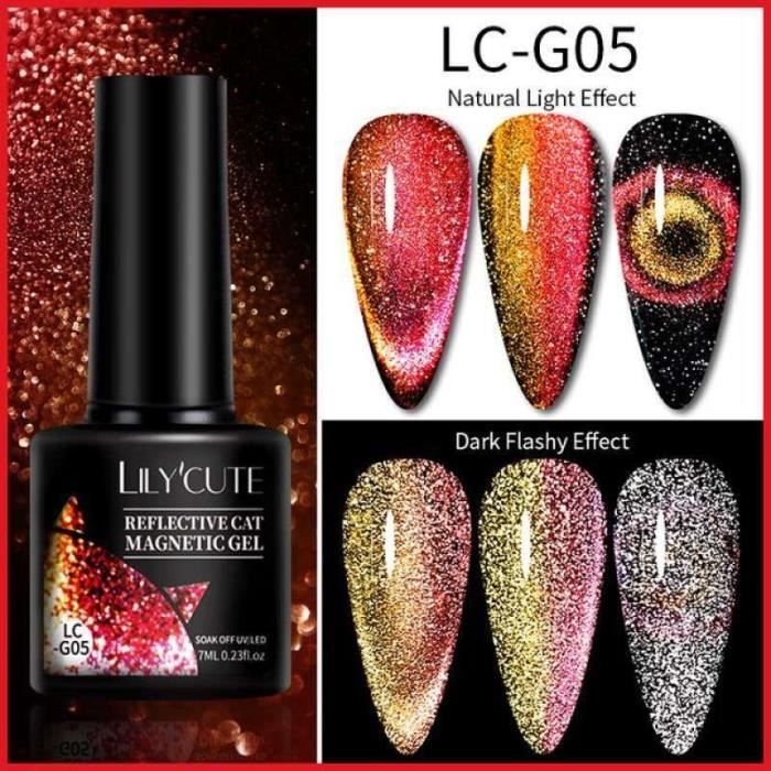 LS12525ensemble de vernis à ongles UV LED pailletés,Gel magnétique SemiPermanent SoakOff,7ML