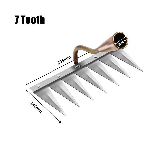 Râteau De Désherbage 6 Dents En Acier - Outil Jardin Polyvalent Pour Ameublir, Semer Et Désherber