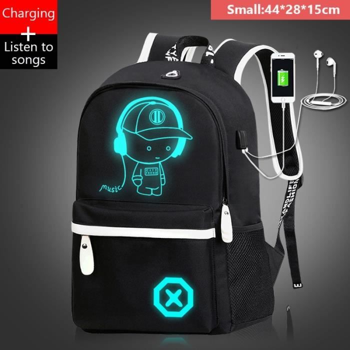 Sac à Dos Temolie Lumineux Pour Ados - Style Gamer - Multi-Poches - École, Voyage, Escalade - Unisexe