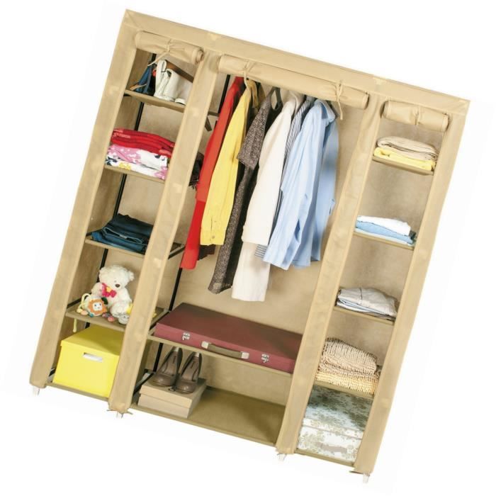 Garde Robe Pliable Penderie Souple Armoire Couleur Beige Achat