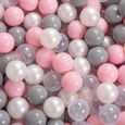 KiddyMoon 100 7Cm Balles Colorées Plastique Pour Piscine Enfant Bébé Fabriqué En EU, Perle-Gris-Transparent-Rose Poudré-1