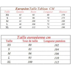 taille de costume homme