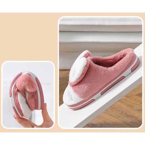 Générique Chaussons Fille Lapin Mignon Pantoufles Enfant Semelle Plate
