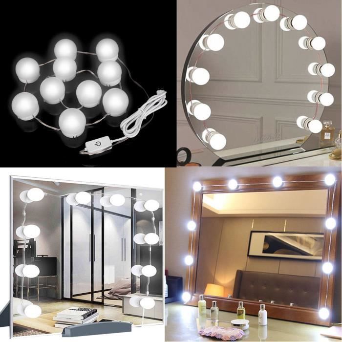 HURRISE ampoule de miroir de courtoisie 10pcs / set ampoule LED USB 3  couleurs pour miroir de maquillage de table de beauté - Cdiscount Maison