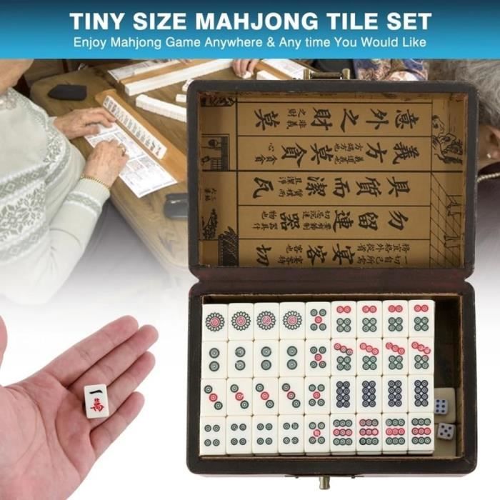 Mini Jeu De Mahjong Chinois Portable - 144 Tuiles Complètes + 2 Dés, Idéal Voyage Et Famille