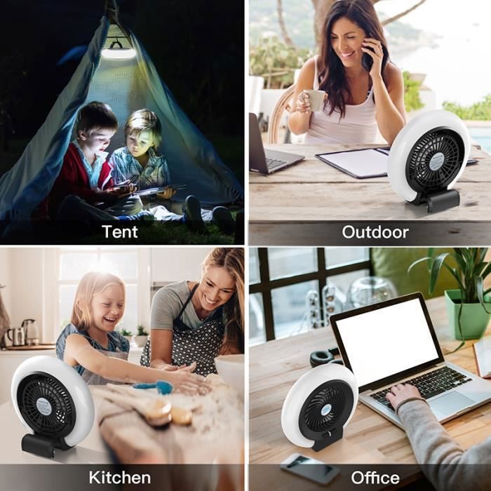 Mini Ventilateur USB, Ventilateur Portable Tente avec Lanterne