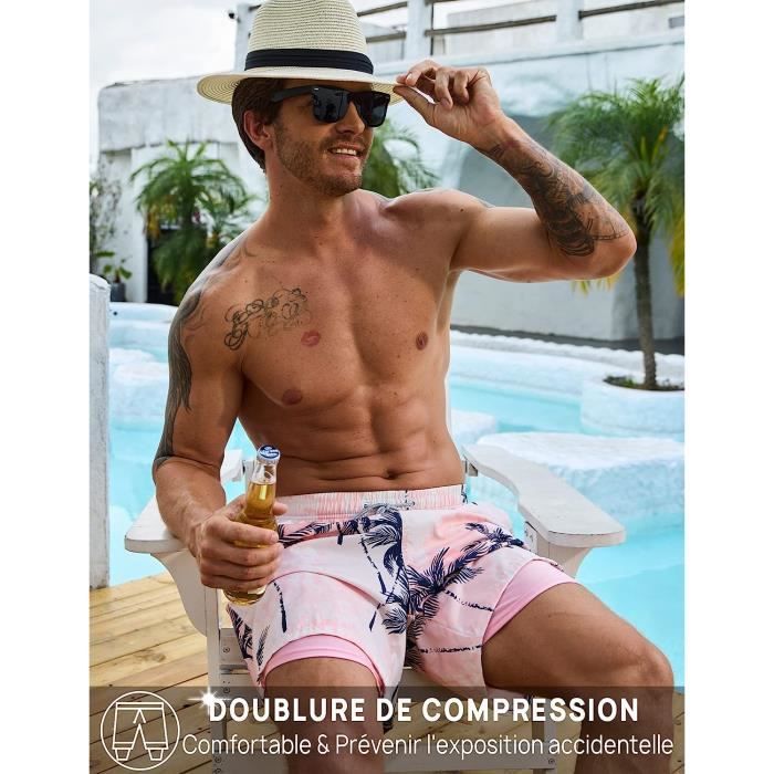 Maillot de Bain Homme avec Doublure de Compression Maillot de Bain Séchage  Rapide Short de Plage pour Vacances Voyage Jaune/Rose Jaune/rose -  Cdiscount Prêt-à-Porter