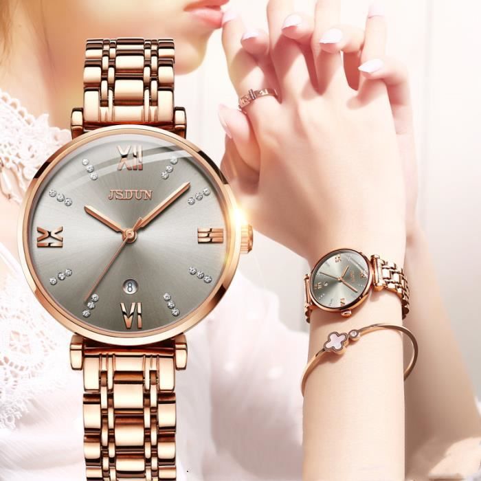 Montre suisse online femme bracelet cuir