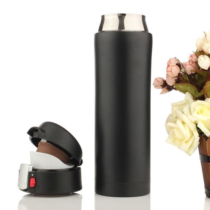 EACHPT Tasse de voyage isotherme à double paroi en acier inoxydable, étanche et sans BPA, tasse à café portable avec paille cachée, parfaite pour les boissons chaudes et froides 500 ml