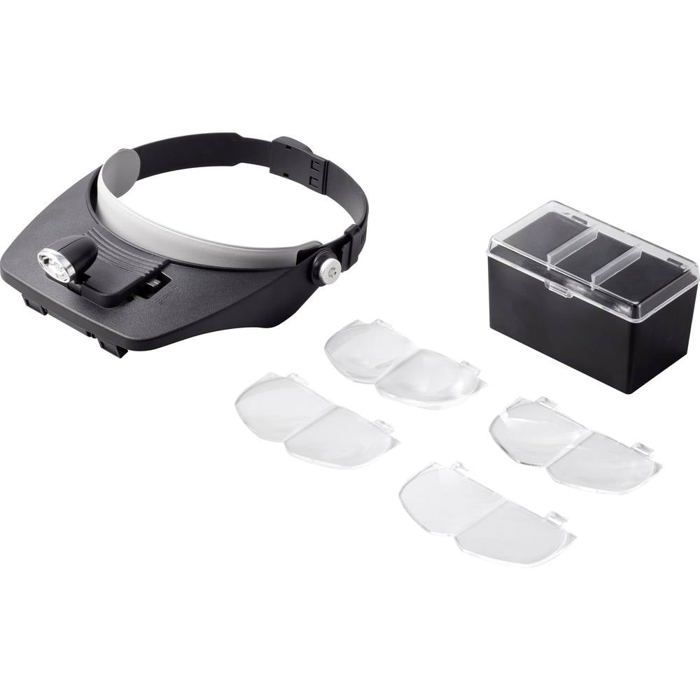 Lot Loupe Frontale Rechargeable 0,75x à 4,5x – 2 LED – Bandeau Grossissant – Travail De Précision, Bijoux, Lecture