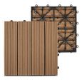 8 dalles de terrasse clipsables - 30 x 30 x 2,5 cm - Bois composite - Oviala - Marron-2