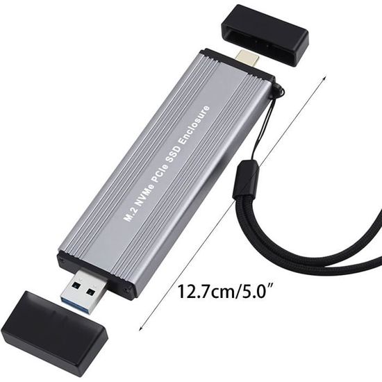 Adaptateur de boîtier SSD M.2 Nvme, Lecteur de boîtier sans Outil en  Aluminium vers M.2 NVMe SSD, USB 3.1-3.2 Gen 2 (10 Gbit-s[860] - Cdiscount  Informatique