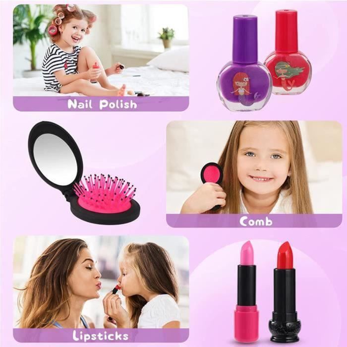 Kit Coiffure En Bois Pour Enfants - Sèche-cheveux, Lisseur, Miroir, Peigne, Ciseaux - Jouet D'imitation Salon 3 Ans Et Plus - Cadeau Fille/garçon