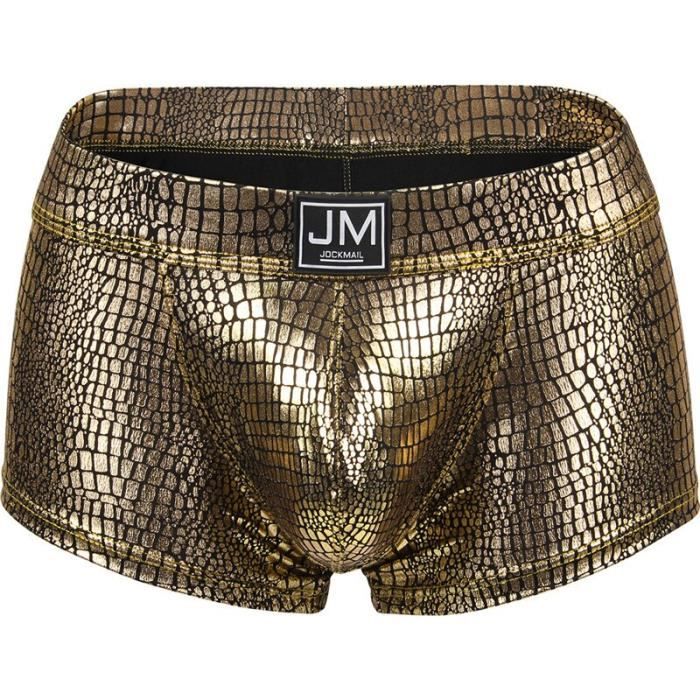 Boxer en cuir PU transparent pour homme JM493 Blanc Sous vetement sexy Blanc Cdiscount Pret a Porter