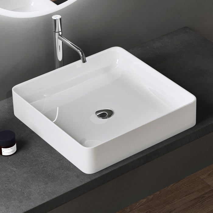 Vasque Lavabo à Poser En Céramique Blanche - 50.5x39.5x13.5 Cm - Moderne - Neuf Avec Garantie 2 Ans