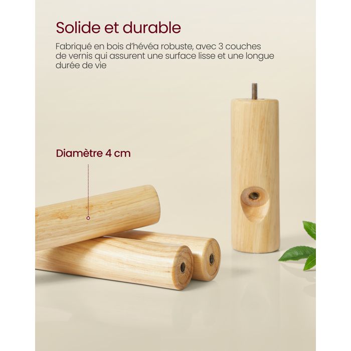 Portemanteau VASAGLE En Bois D'Hévéa Blanc Nuage - Portant à Vêtements 8 Crochets, 3 Hauteurs, 175 Cm Pour Entrée Et Couloir RCR010W02