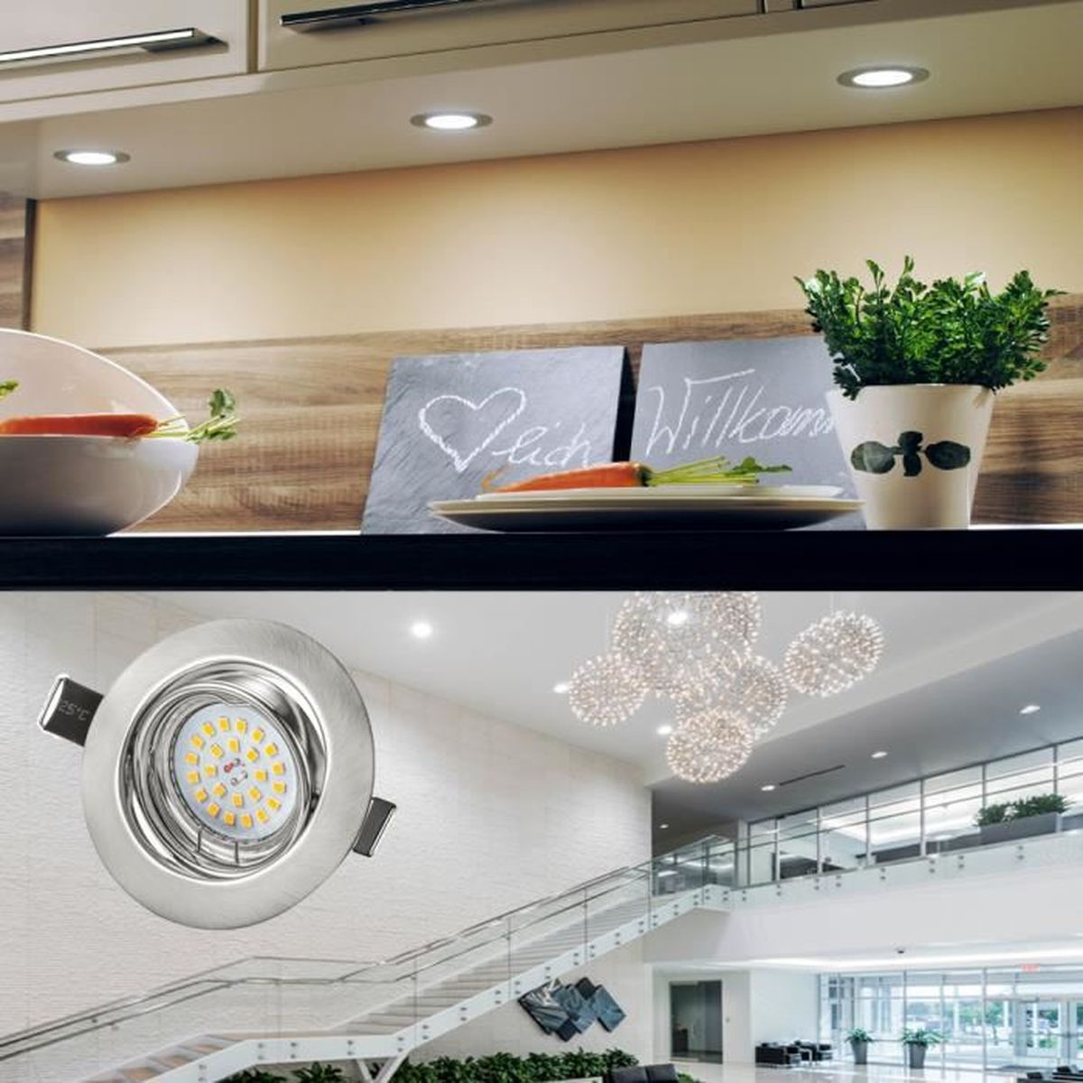 Wowatt Lumiere Spot De Plafond 6000k Blanc Froid 6 6w Ampoules Gu10 Incluses 600lumens Lumineux Ac230v Luminaire Plafonnier Pour Chambre Cuisine Salle A Manger Couloir Plafonnier 6 Spots Pivotants