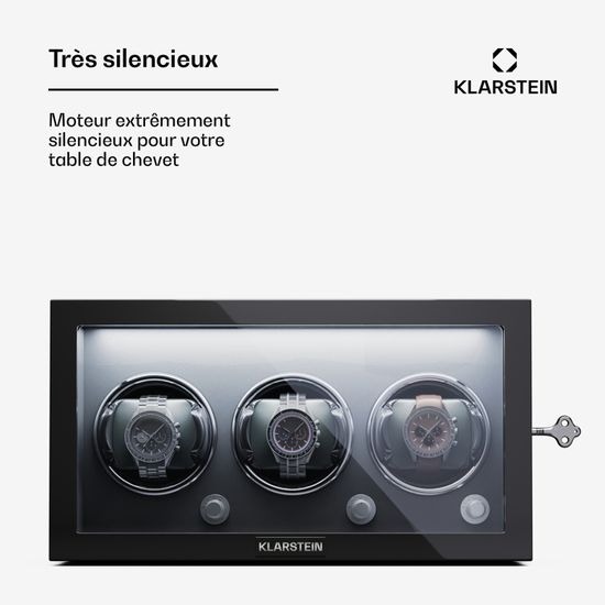 Remontoir Montre Automatique KLARSTEIN ChronoVault - Boîte Pour 5 Montres, Moteur Japonais Silencieux
