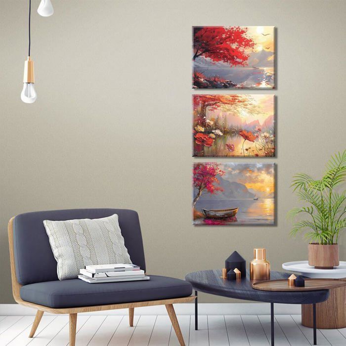 Tableau Déco Toile 50x70cm - Paysage Jungle Arbre Vague - Impression ARTTOR - Design Nature