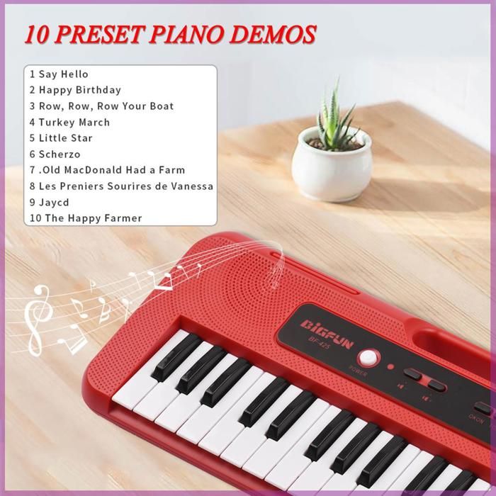 Piano Enfant 37 Touches Portable Avec Micro & Pupitre - Jouet Musical Noir Pour Enfants 3-6 Ans - Cadeau Anniversaire Noël