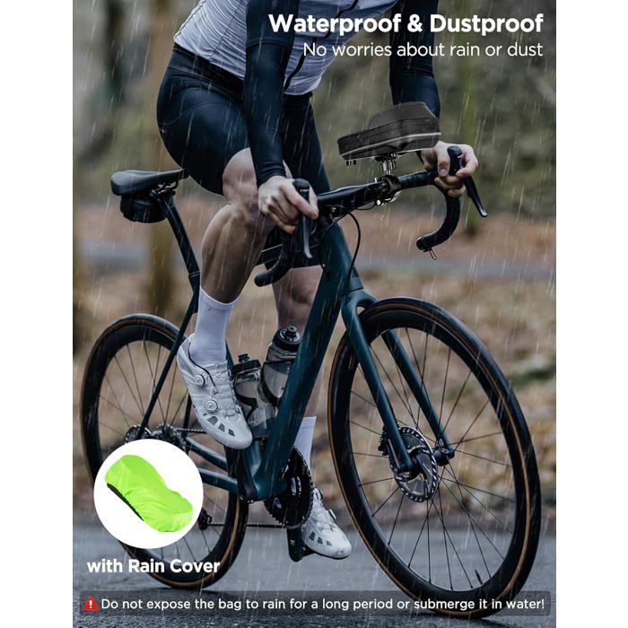Vitalismo Sacoche De Cadre Vélo Étanche Pour Smartphone Jusqu'à 7” – Écran TPU Tactile, Housse Pluie Incluse, 1,2 L