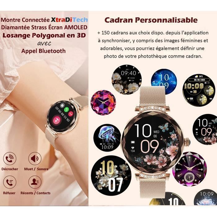 Montre connectee petit poignet femme ronde - Cdiscount