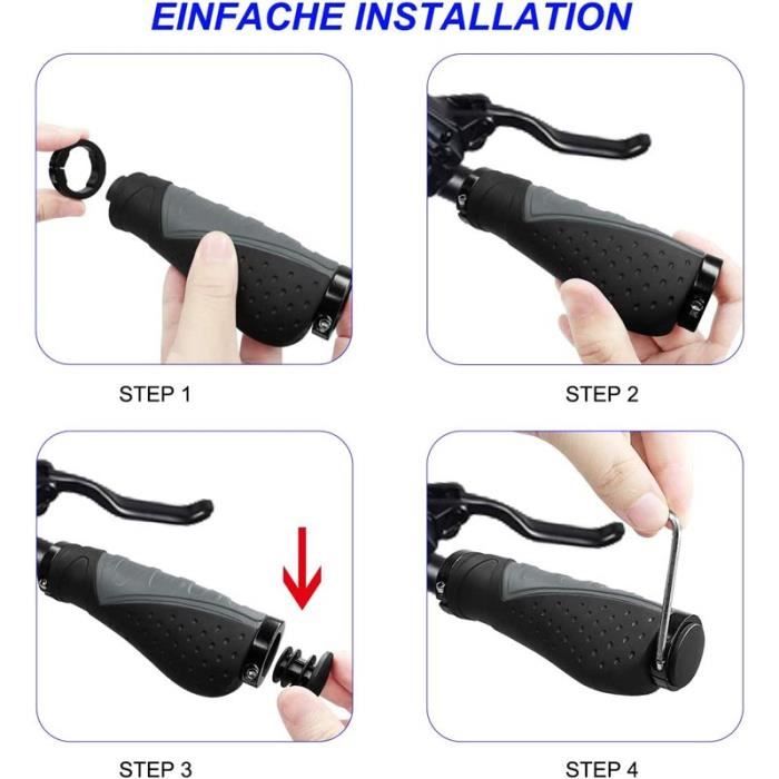 Poignée Noir Motif Rayures Poignées De Guidon Antidérapantes En Caoutchouc Souple - Paire De 120mm Pour Vélo - Diamètre 25mm - Noir Grip Guidon Noir 25mm