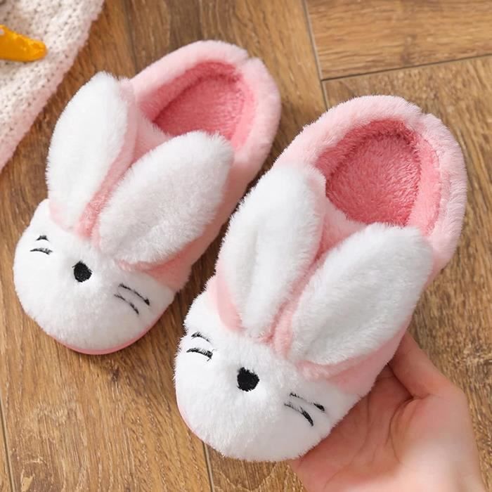 Chaussons Mignon lapin Peluche Hiver Antidérapants Enfant