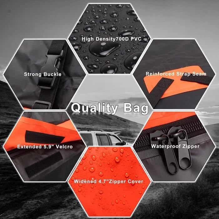 Sac De Toit Voiture Marretoo 21 Pieds Cubes - Étanche, Antidérapant - Pour SUV, Van, Voyage - Orange