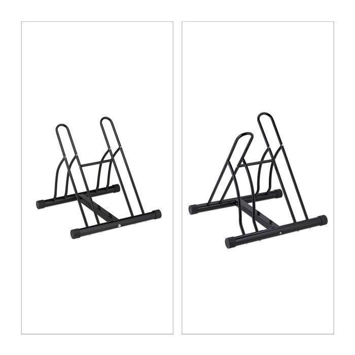 Râtelier Pour 2 Vélos Relaxdays - Support Métal Noir Intérieur Et Extérieur