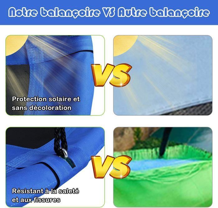 GOPLUS Balançoire Nid D'Oiseau 100cm - Tissu Oxford Et PP - Hauteur Réglable 100-160cm - Charge 150kg - Bleu - Jardin Enfant Adulte