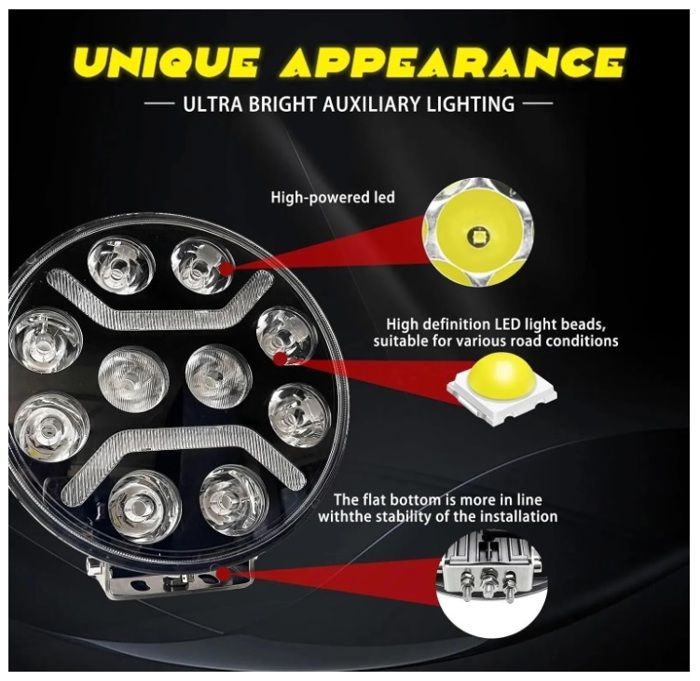 Kit 2 Phares De Travail LED 150W 12V/24V - IP67, 30000 Lm, Pour VTT, Camion, Poids Lourd