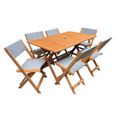 Salon de jardin repas "Séoul" - 1 Table + 6 chaises - Maple - Gris-0