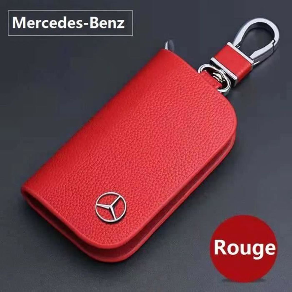 Porte Clés Noir En Cuir Véritable De Voiture Étui Clés Mercedes Benz