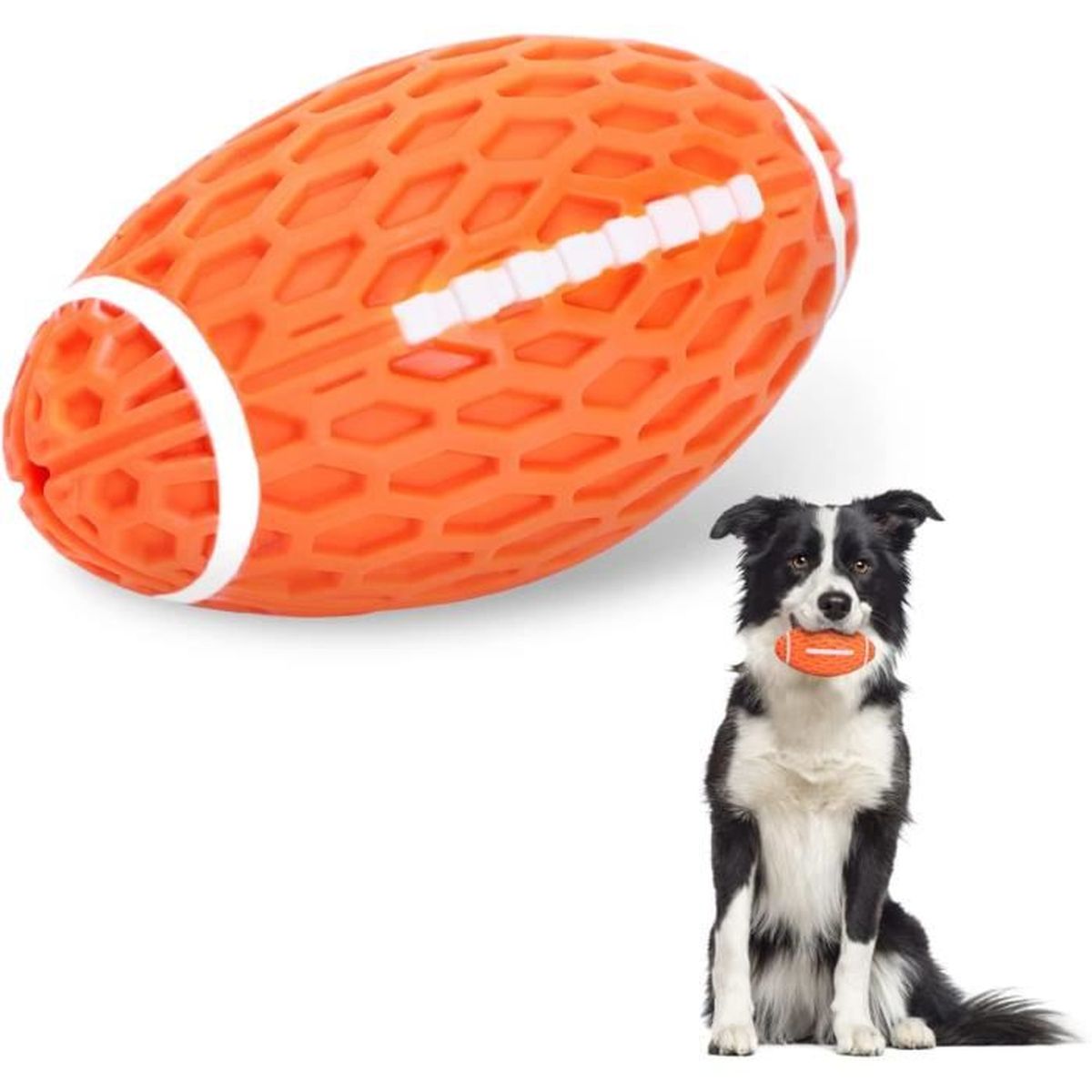 Balle Jouet pour Chien, Balle de Rugby en Caoutchouc Naturel pour