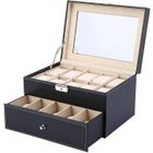 BRAND Coffret à Montre Boîte en Cuir avec Serrure, Présentoir Double Couche pour Rangement 20 Montres Cadeau élégant pour Homme/Femme