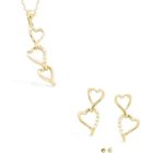 BIJOUTERIE PAPILLON BLEU Parure Bijoux - Femme - Chute - Coeur - Cristal - Blanc - Or Jaune GF 750* - Collier 45 cm et Boucles d'Oreilles Pendantes