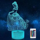 FOCLATUNER Lampe a poser Princess 3D,Télécommande 16 Couleurs Changeantes Réglage De La Luminosité,Lampe de Chevet Pour Salon Chambre Décor