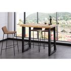 PEGANE Table haute en bois coloris chêne nordique - pieds noir - Longueur 120 x profondeur 70 x Hauteur 100 cm