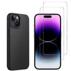 Coque - Phonillico - iPhone 15 - Silicone Noir - 2 Films Verre Trempé - Résistant aux rayures