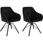 WOLTU Chaise Pivotante à 360°, Lot de 2, Chaise Salle à Manger Scandinave, Fauteuil de Cuisine en Velours, Noir W0ATT0020-2