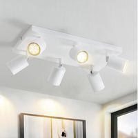 Homefire LED Plafonnier 6 Spots GU10 - Fer Blanc - 40 x 20 x 14 cm - Moderne rectangulaire 330° pivotant - Sans ampoule
