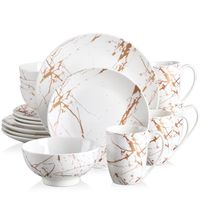 LOVECASA, 16pcs Service Vaisselle Porcelaine pour 4 Personnes, Série Sweet - Blanc