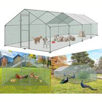 LARS360 Enclos pour poules 3x8x2m Clôture extérieure avec serrure Toit d'ombre pour poules volaille cage à oiseaux et petits