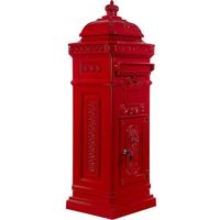 Boîte aux lettres sur pied, style antique anglais, aluminium inox, hauteur: 102,5 cm, coloris : rouge, garantie: 3 ans
