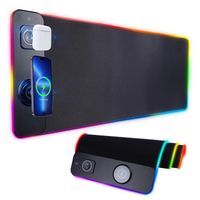 Tapis de Souris  LUNAVO 30x80cm 3 en 1 Tapis de bureau lumineux RVB pour clavier de jeu et ordinateur avec chargement sans fil